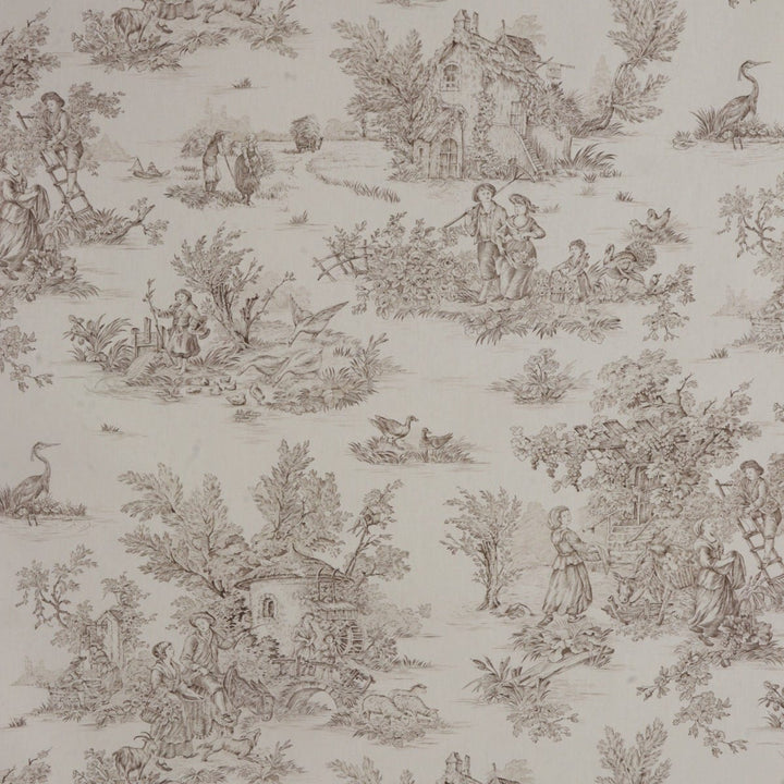 French Pastorale Toile Double Width Beige Bachette Fabric