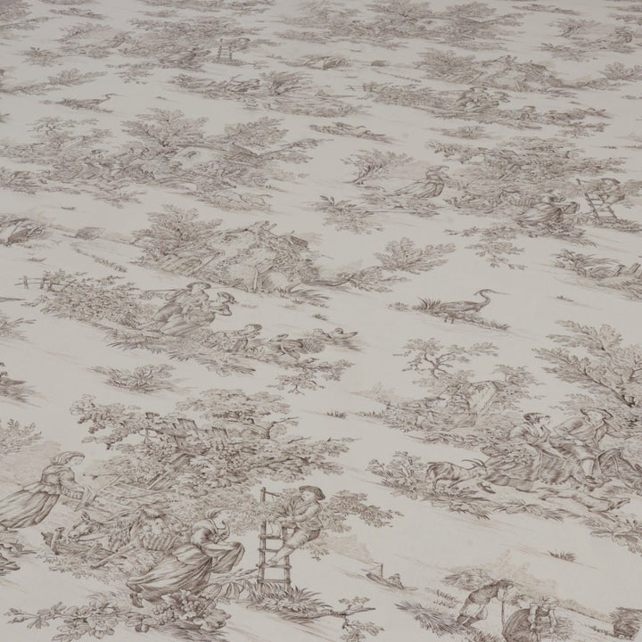 French Pastorale Toile Double Width Beige Bachette Fabric