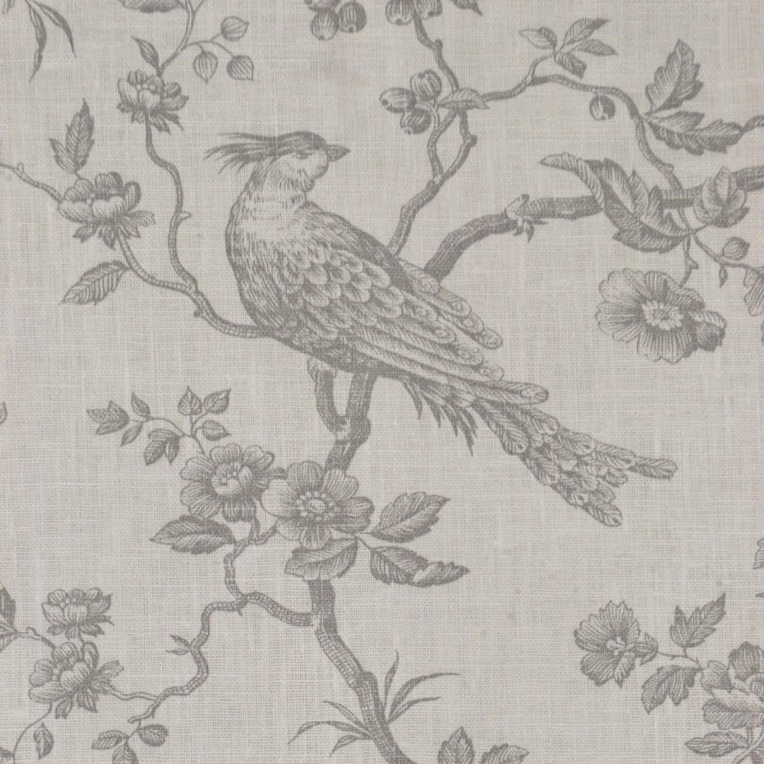 Isabelle Bird Toile Grey/White Linen Fabric