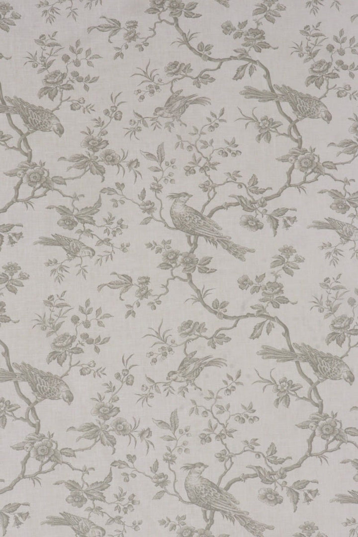 Isabelle Bird Toile Taupe/White Linen Fabric