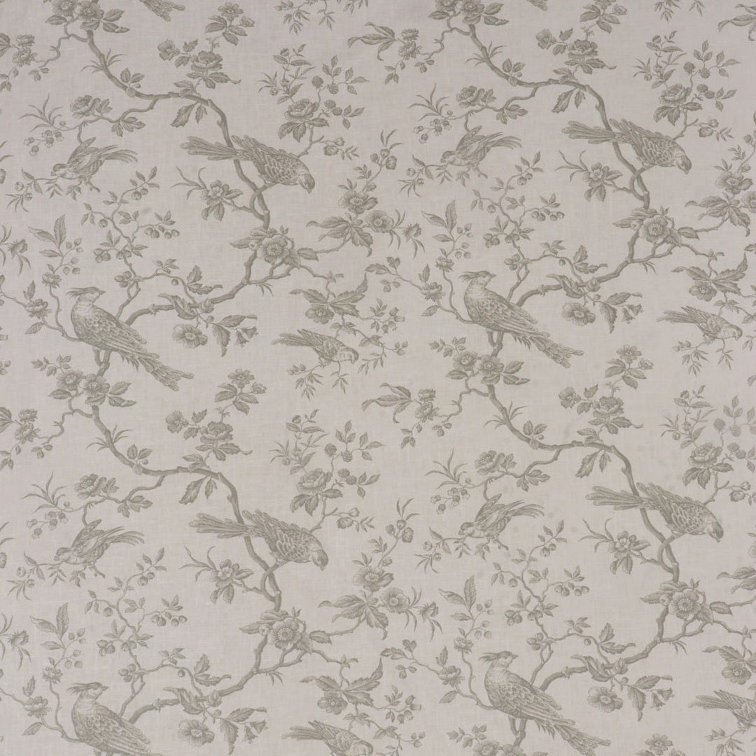 Isabelle Bird Toile Taupe/White Linen Fabric