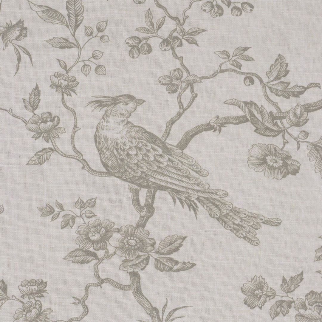 Isabelle Bird Toile Taupe/White Linen Fabric