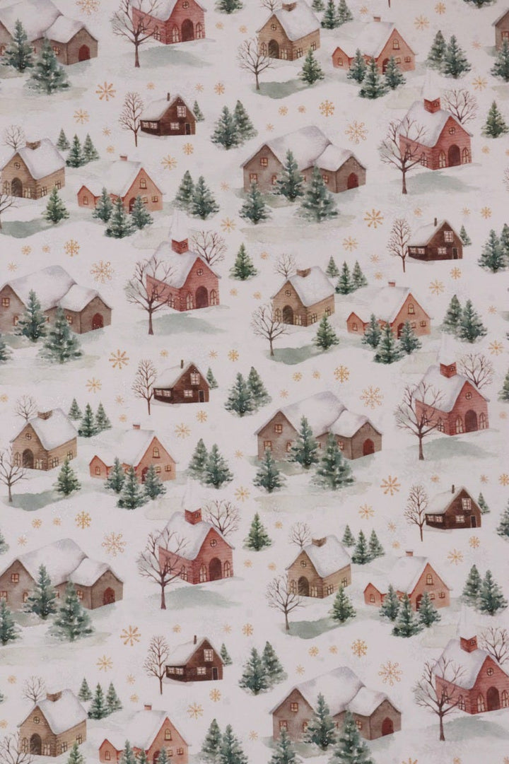 Snowy Village Christmas Fabric