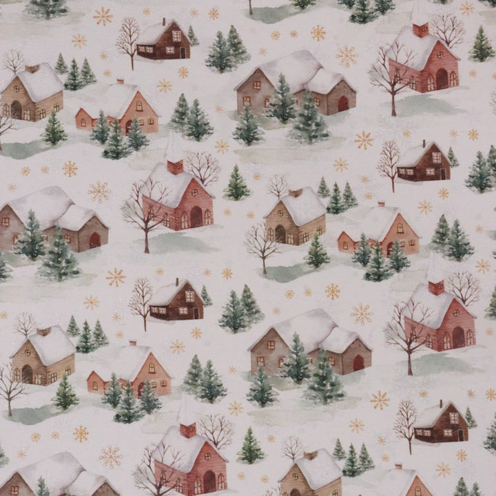 Snowy Village Christmas Fabric