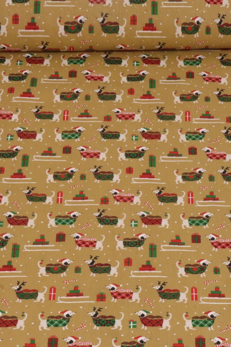 Doggy Tails Christmas Fabric