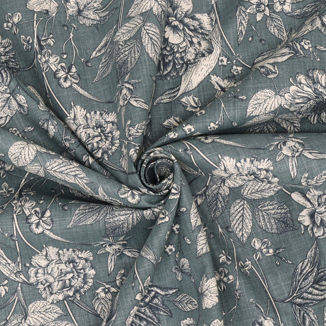 Ghislaine Floral Deep Green Fabric