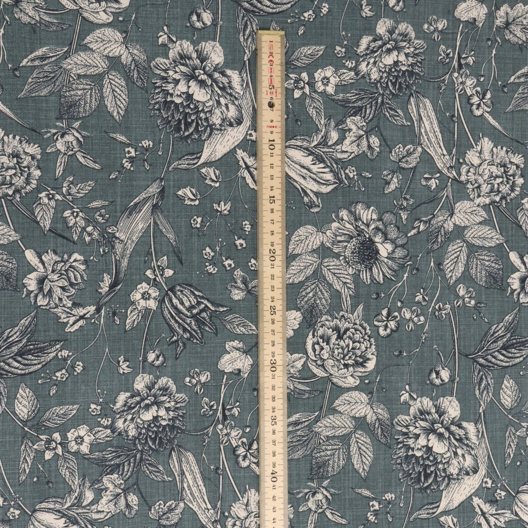 Ghislaine Floral Deep Green Fabric