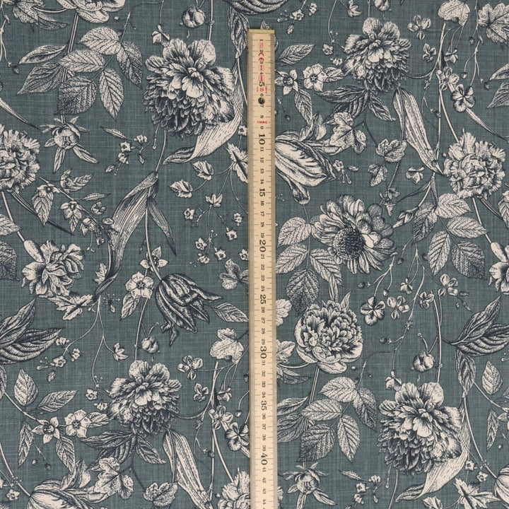 Ghislaine Floral Deep Green Fabric