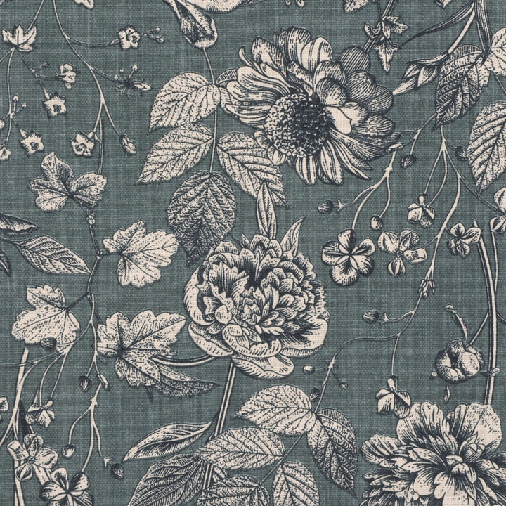 Ghislaine Floral Deep Green Fabric