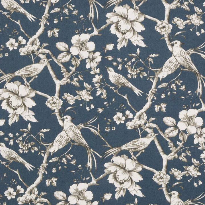 Floral Bird Toile Petrol Fabric