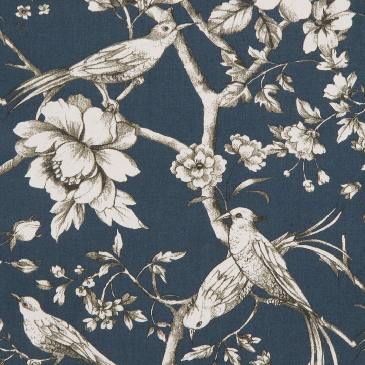 Floral Bird Toile Petrol Fabric