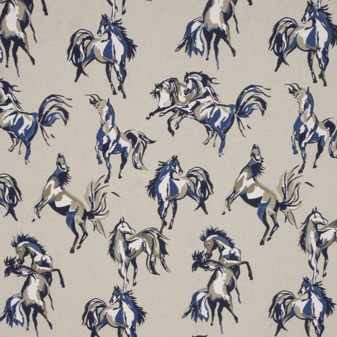 Wild Horses Blue Fabric