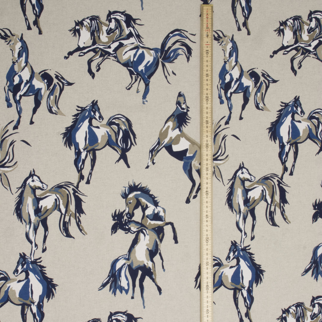 Wild Horses Blue Fabric