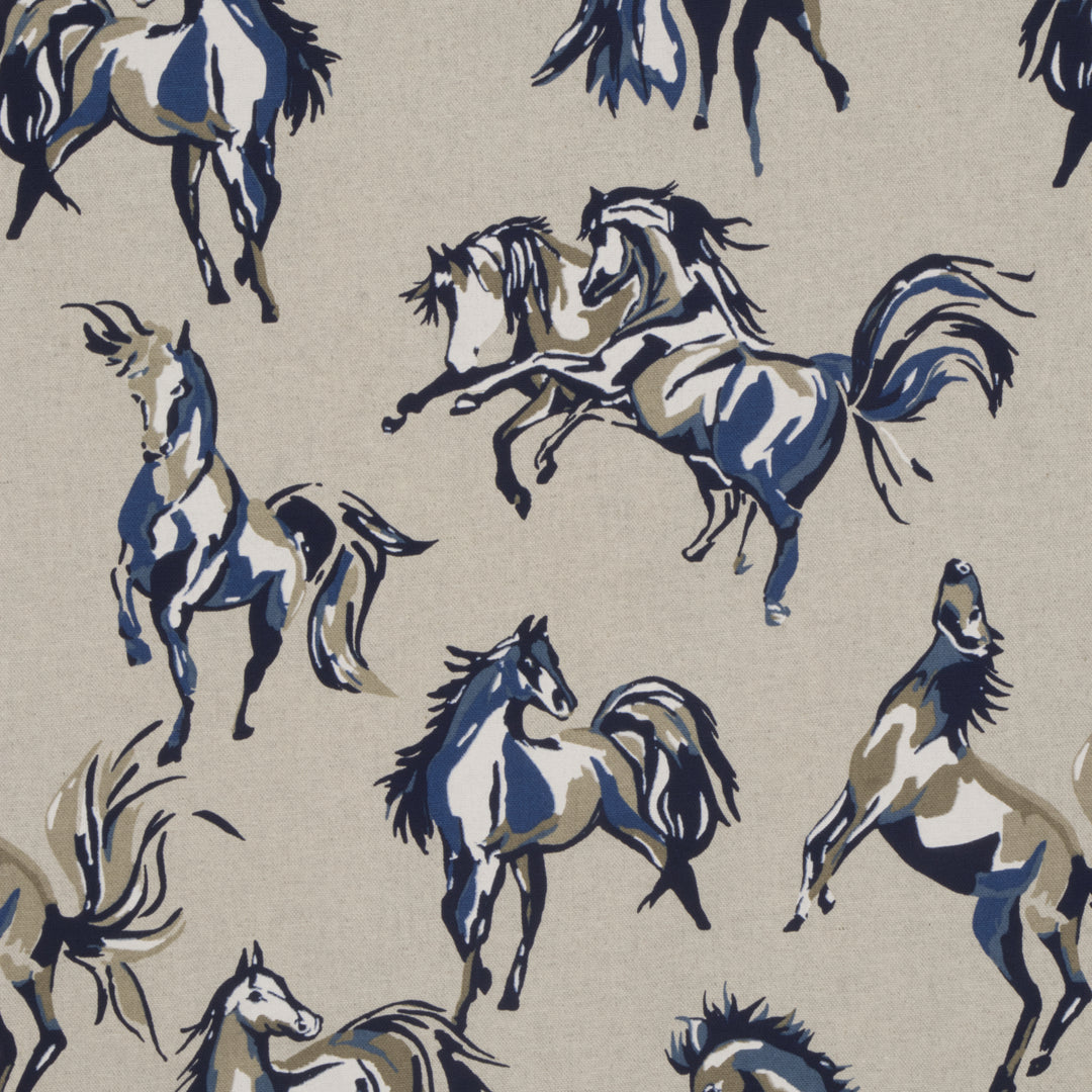 Wild Horses Blue Fabric