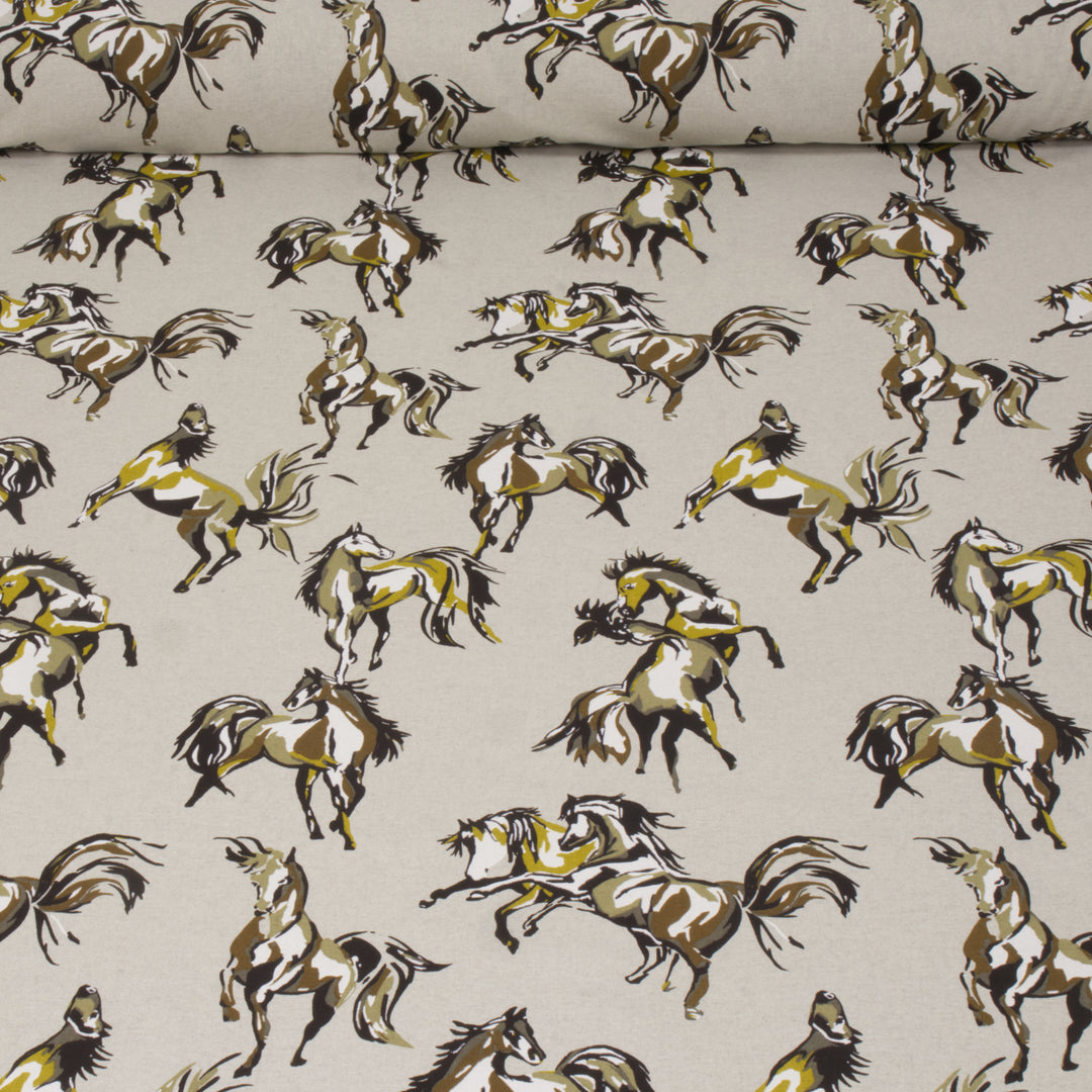 Wild Horses Mustard Fabric