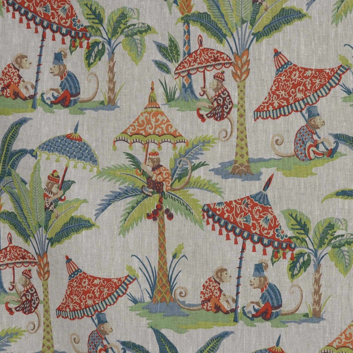 Exotic Monkey Parasol French Linen Fabric