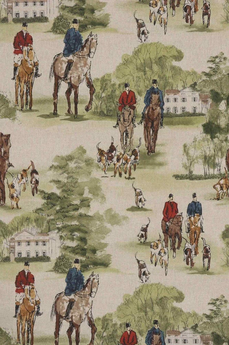 Crosby Hunting Horse & Hound Double Width Fabric
