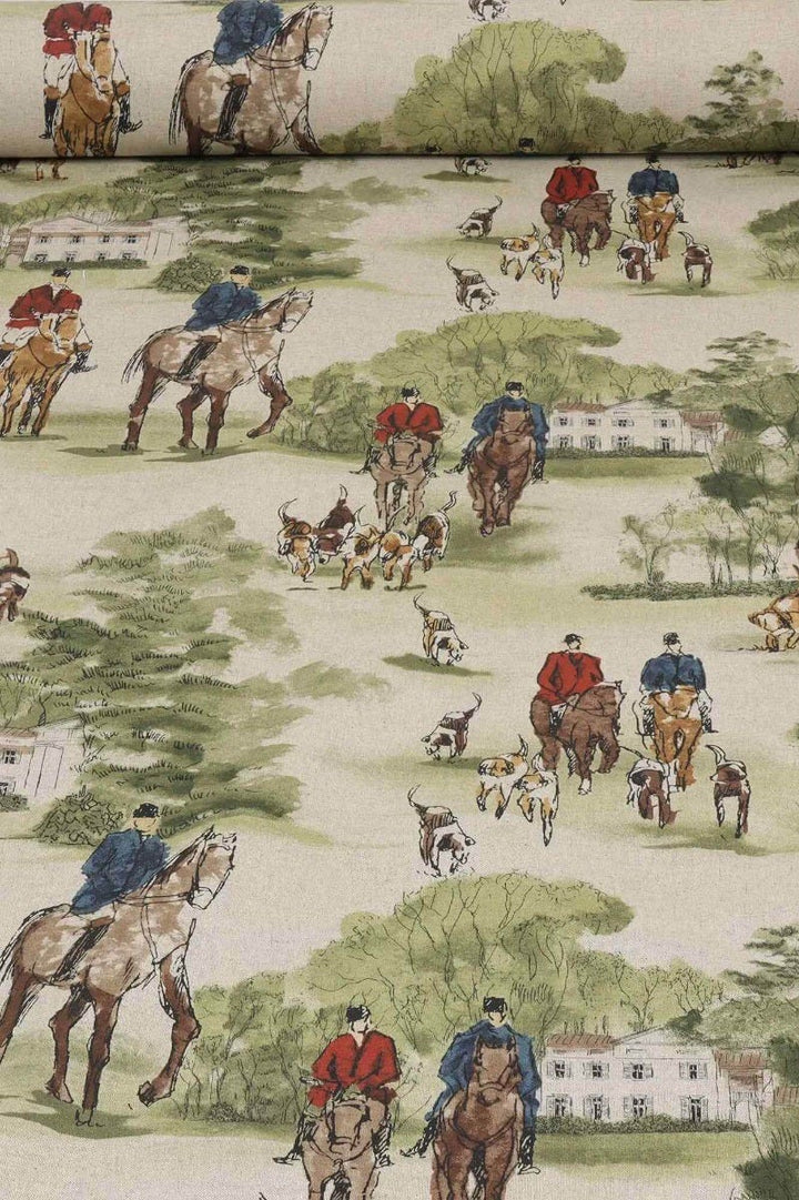 Crosby Hunting Horse & Hound Double Width Fabric