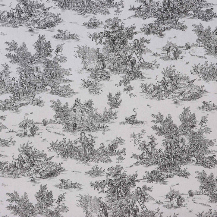 French Toile De Jouy 100% Cotton in Black Fabric