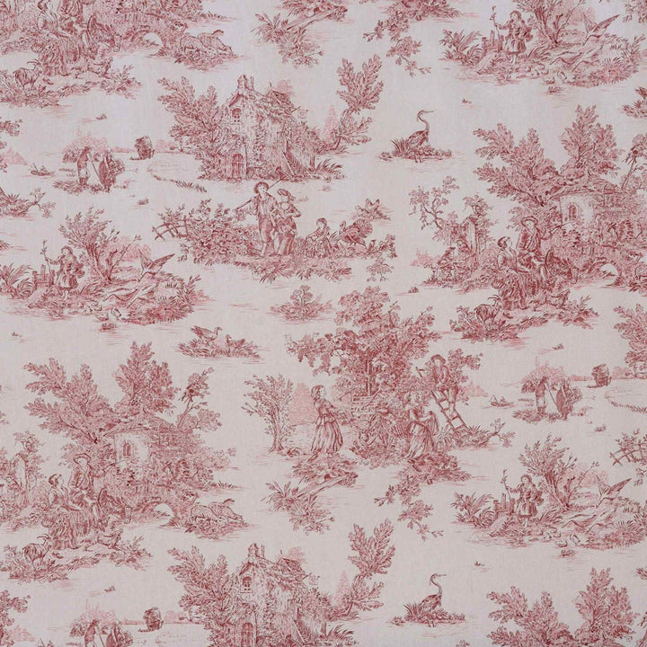 French Toile De Jouy 100% Cotton in Red Fabric