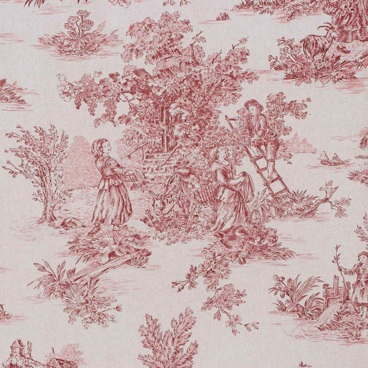 French Toile De Jouy 100% Cotton in Red Fabric