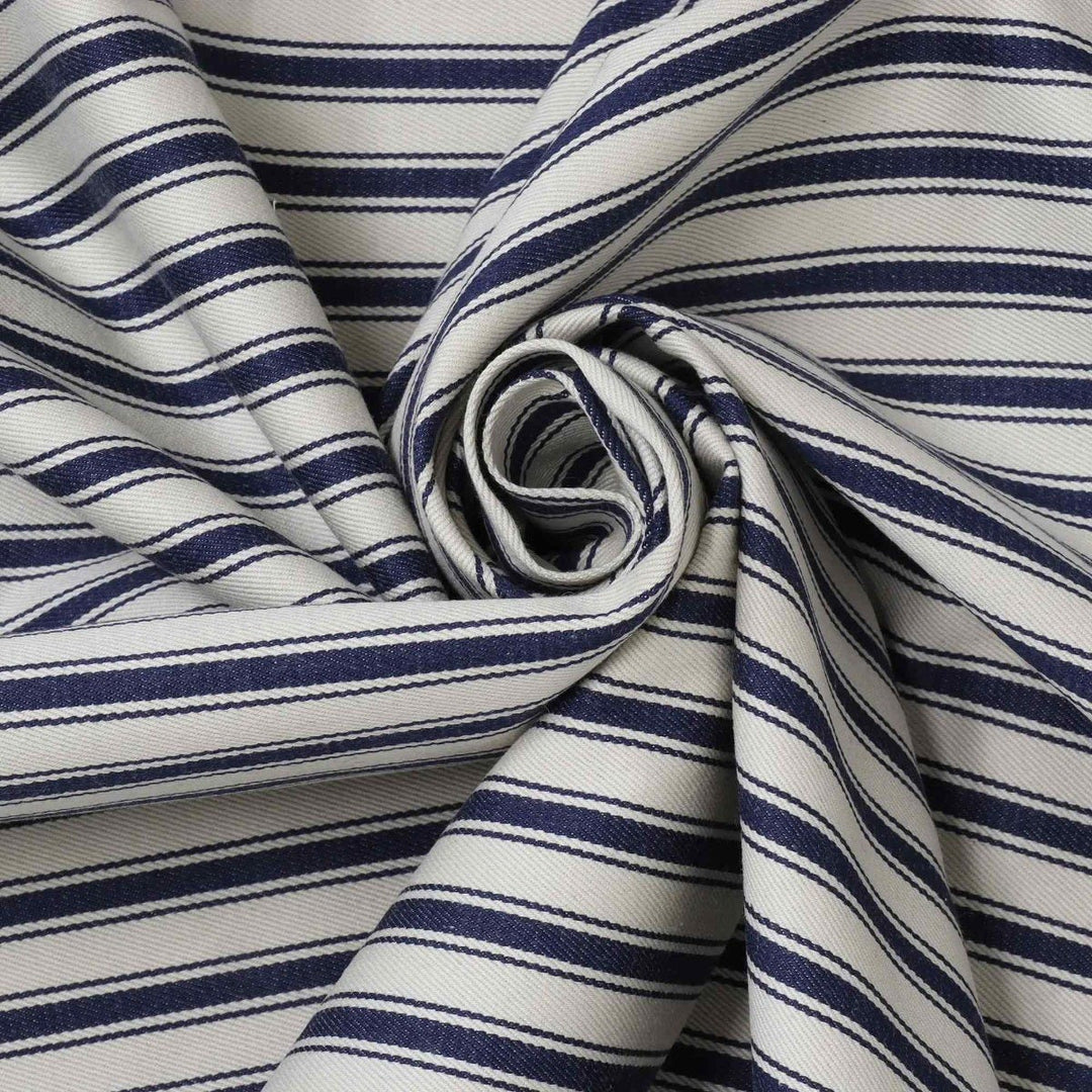 Vintage Deck Stripe Navy 100% Cotton Fabric