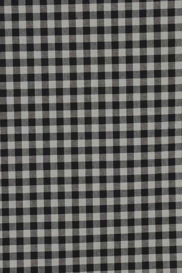 Gingham Check Fabric - Duck Egg & Black