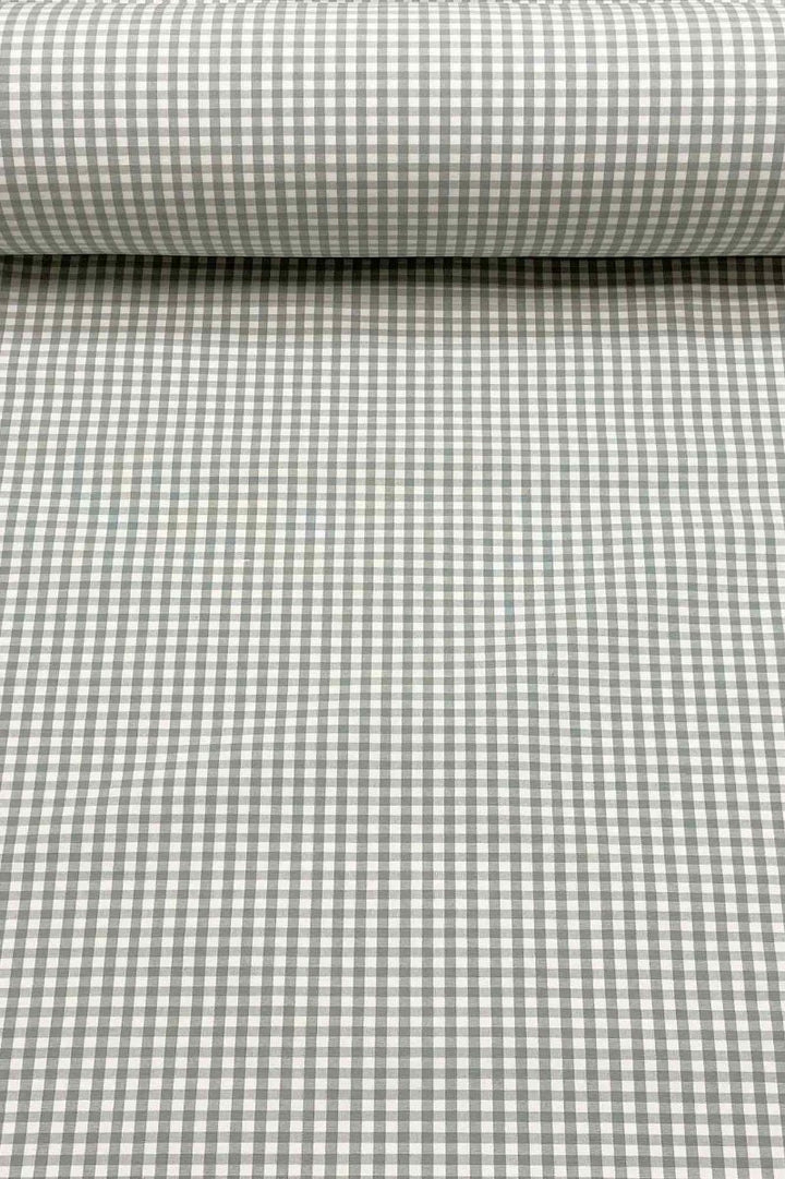 Gingham Micro Check Fabric - Duck Egg