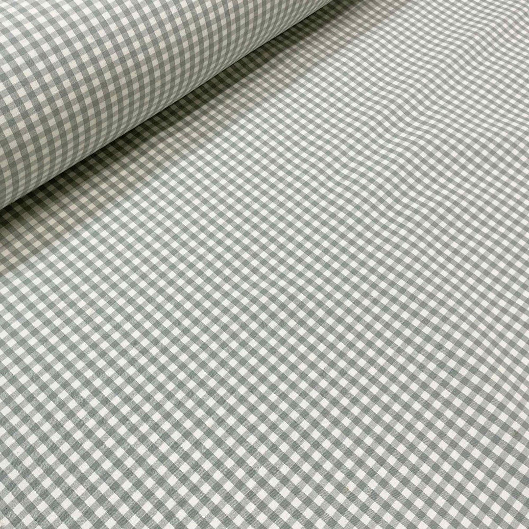 Gingham Micro Check Fabric - Duck Egg