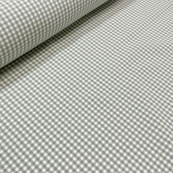 Gingham Micro Check Fabric - Duck Egg