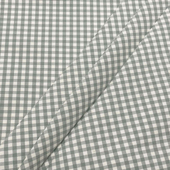 Gingham Micro Check Fabric - Duck Egg