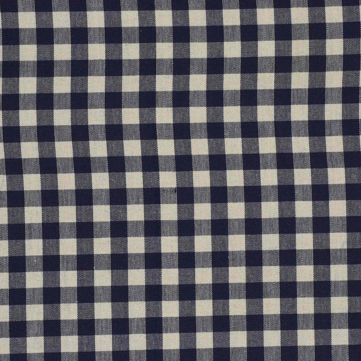 Gingham Check Fabric - Navy Blue