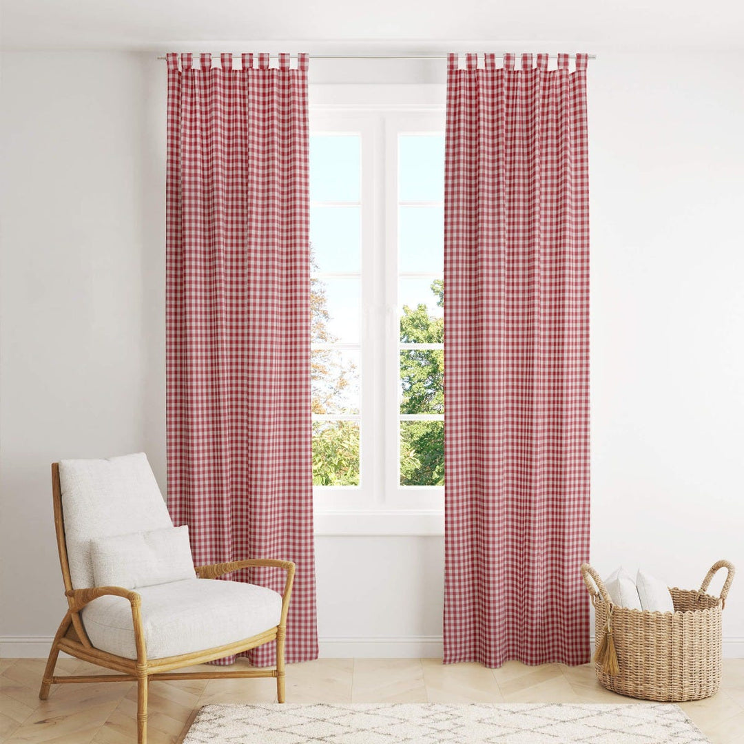 Gingham Check Fabric - Red