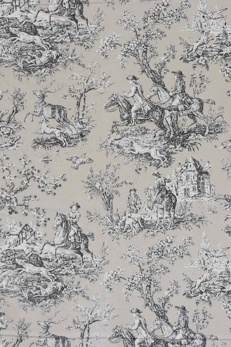 French Hunting Toile | Beige Fabric
