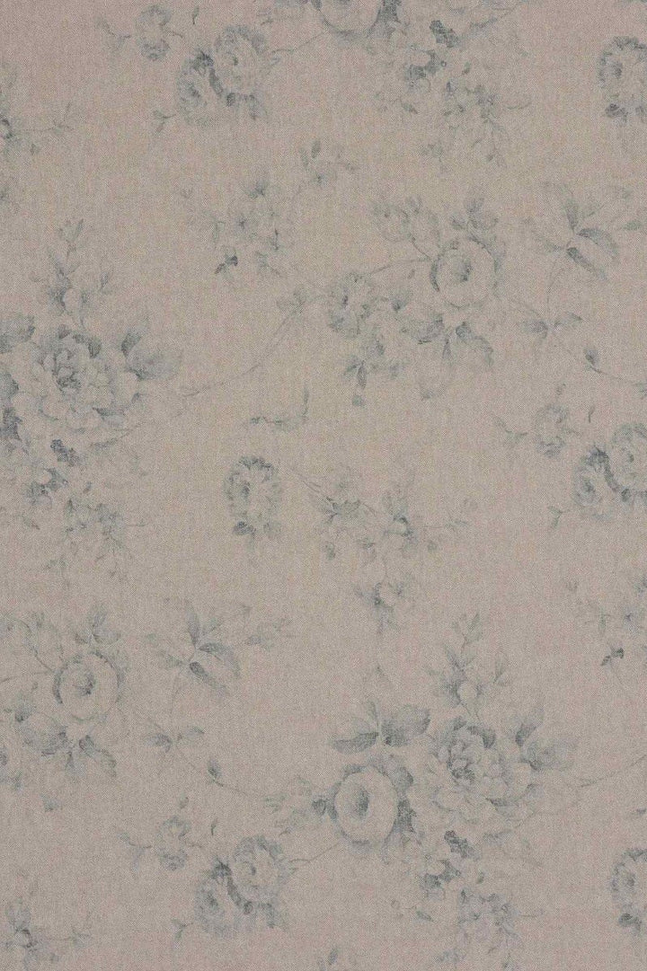 French Faded Blue Rose Double Width Fabric