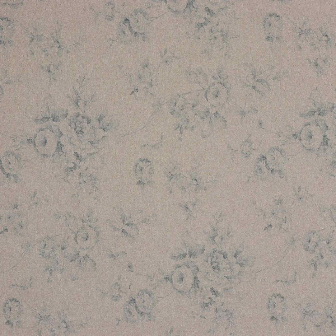 French Faded Blue Rose Double Width Fabric