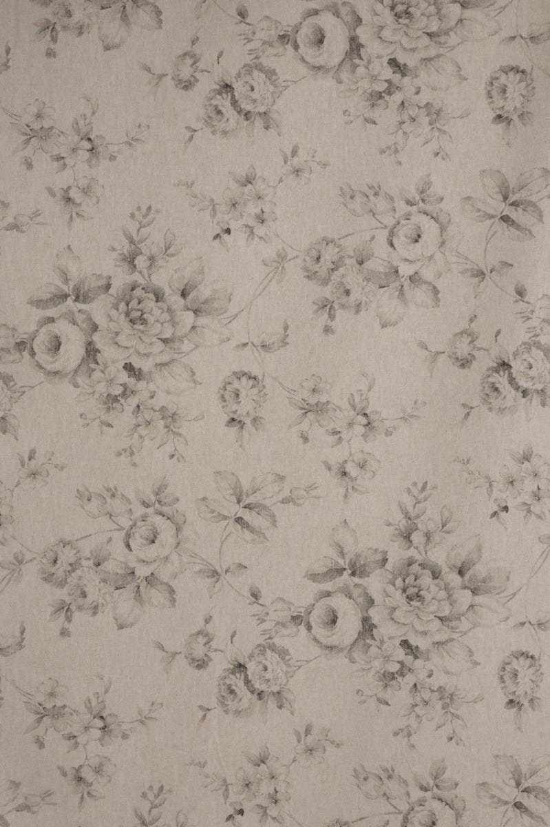 French Faded Grey Rose Double Width Fabric