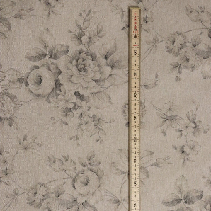 French Faded Grey Rose Double Width Fabric