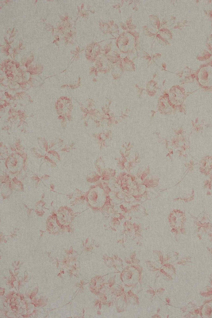 French Faded Red Rose Double Width Fabric