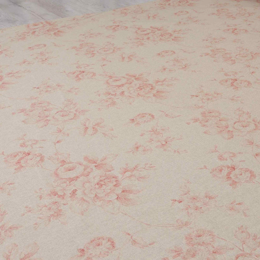 French Faded Red Rose Double Width Fabric