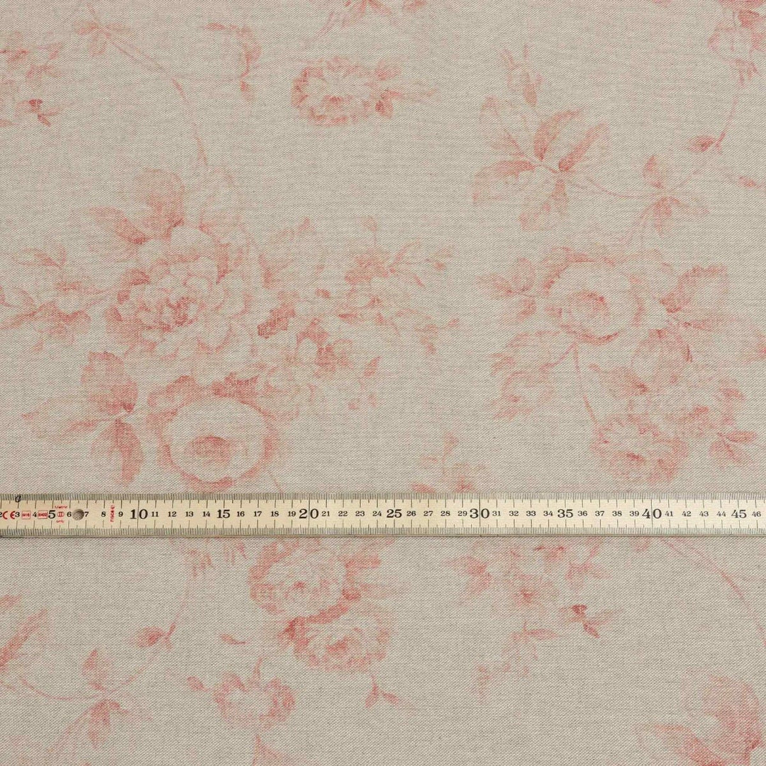 French Faded Red Rose Double Width Fabric