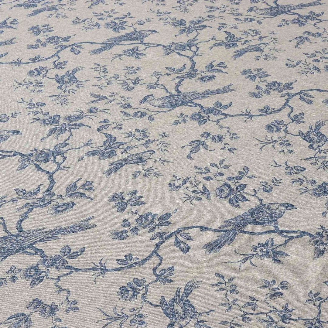 Isabelle Bird Blue Toile Linen Fabric