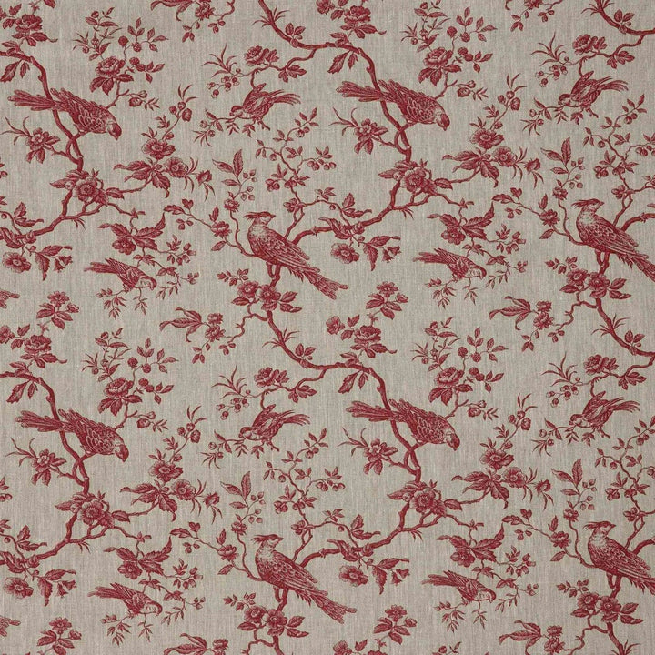 Isabelle Bird Red Toile Linen Fabric