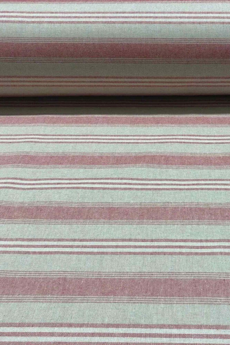 Harvard Stripe Red Double Width Fabric