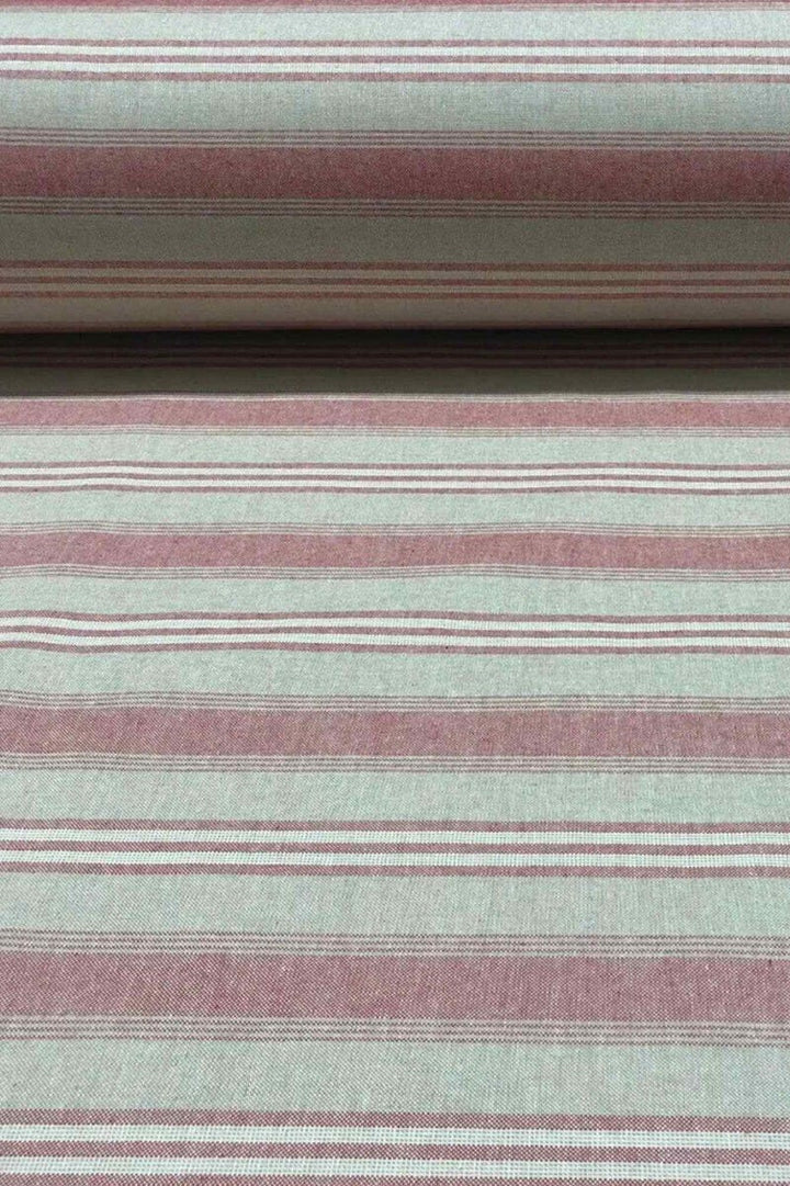 Harvard Stripe Red Double Width Fabric