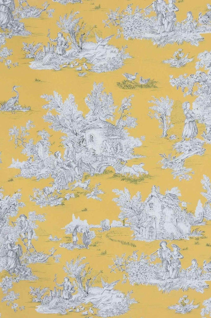 French Pastorale Toile in Yellow Fabric