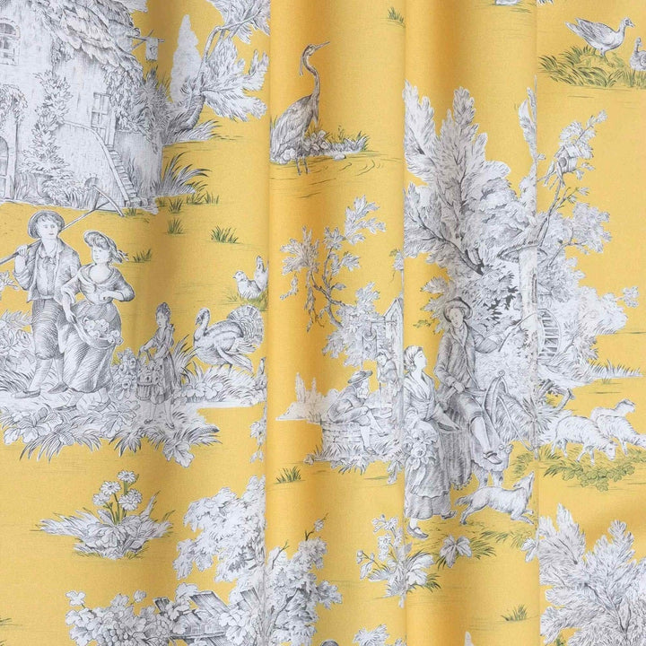 French Pastorale Toile in Yellow Double Width Fabric