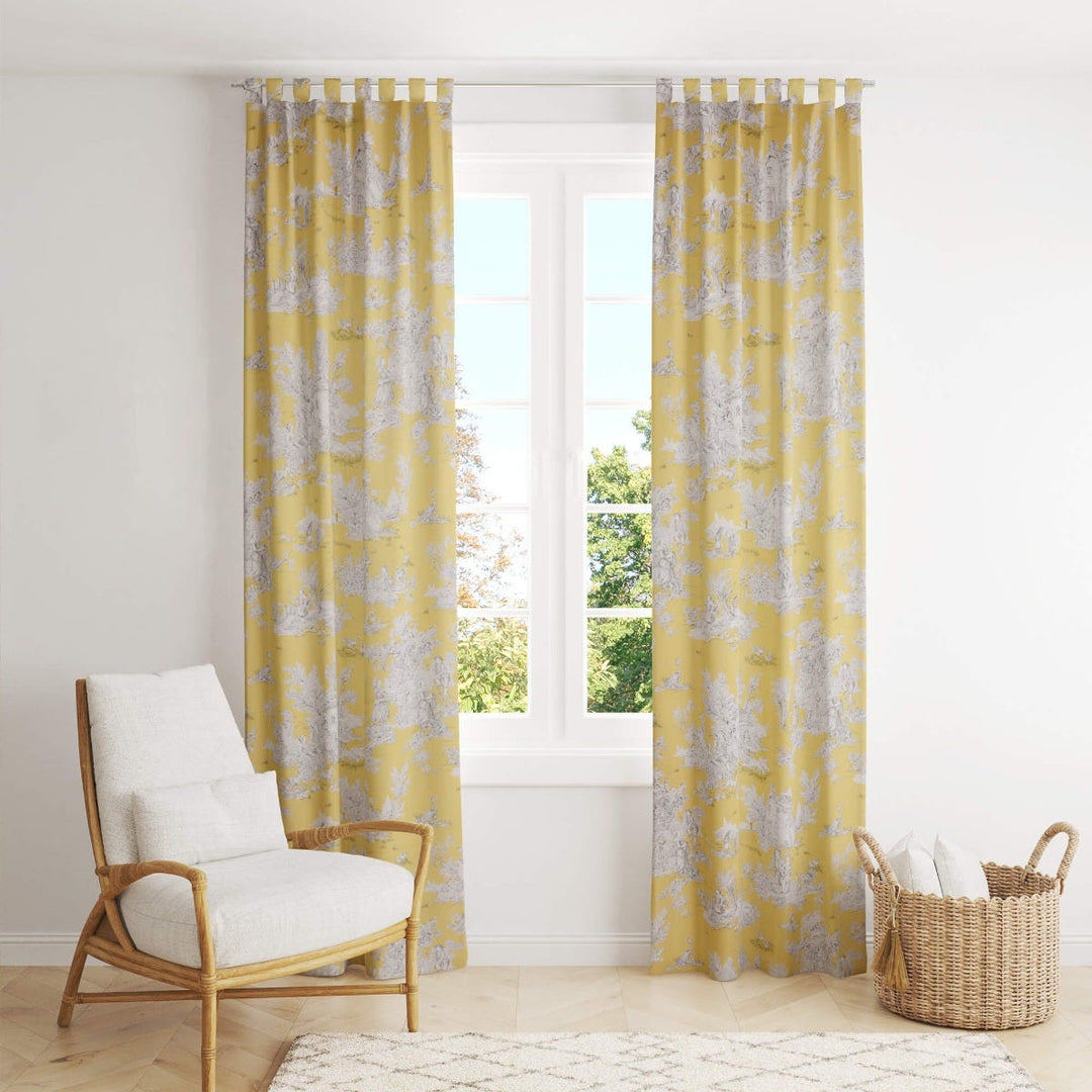 French Pastorale Toile in Yellow Double Width Fabric