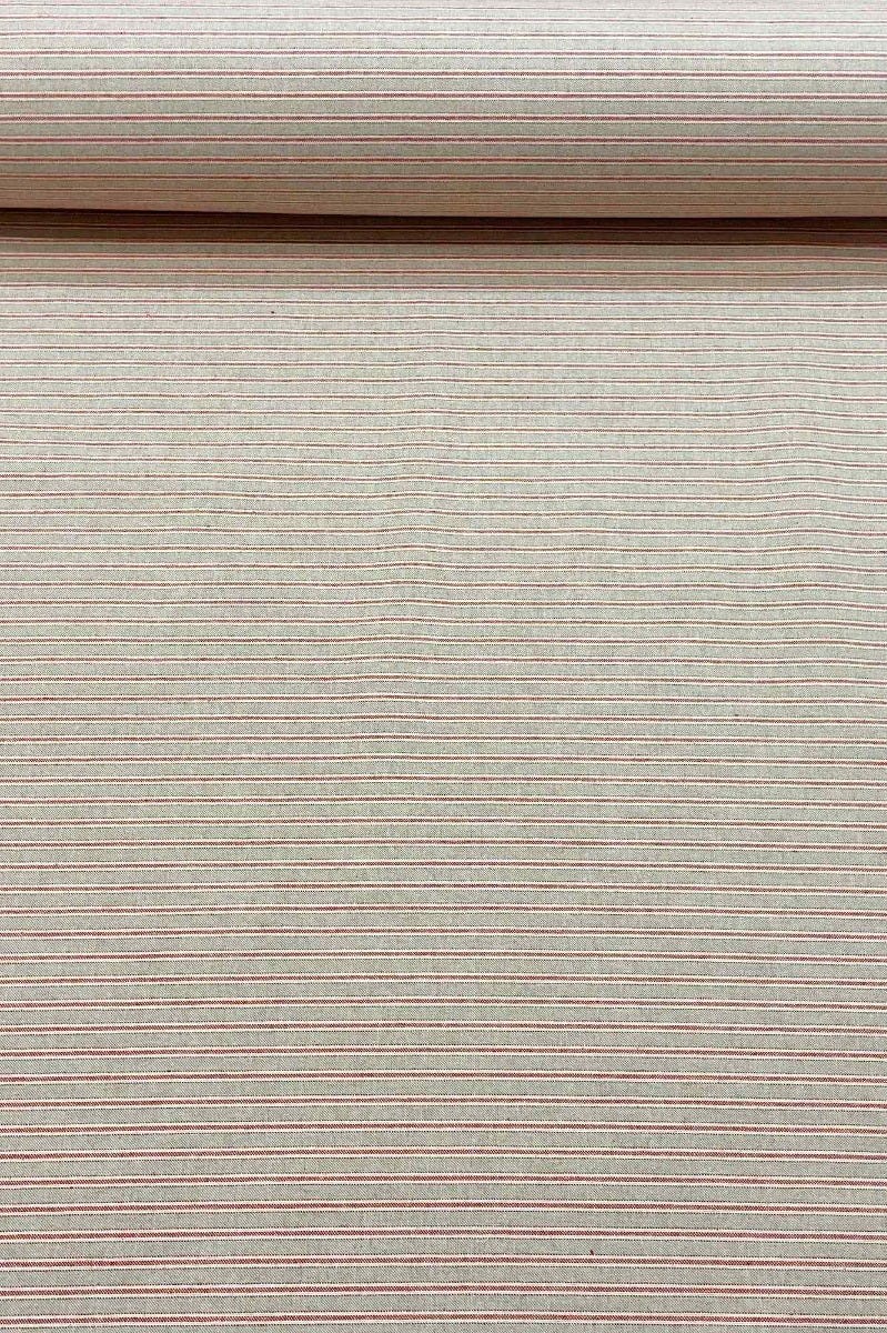 Yale Ticking Stripe Red Double Width Fabric