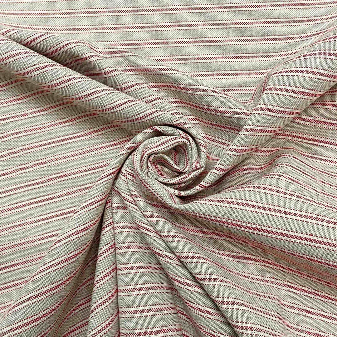 Yale Ticking Stripe Red Double Width Fabric